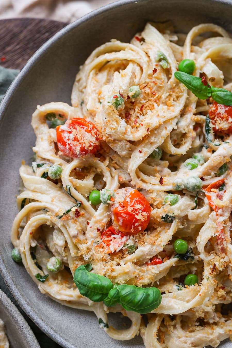 Zesty sesame tomato tagliatelle, one of the pasta recipes in Simply Plants